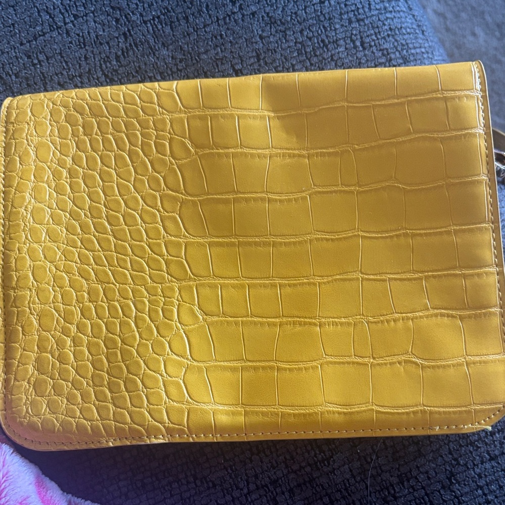 Forever 21 Yellow Croc-Embossed Clutch